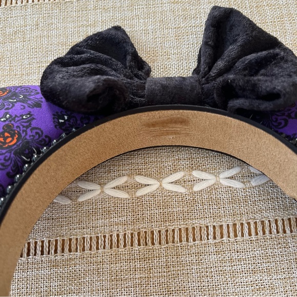 Purple Fabric and  Orange Sequin Mouse Ears Headbands - Picture 3 of 10